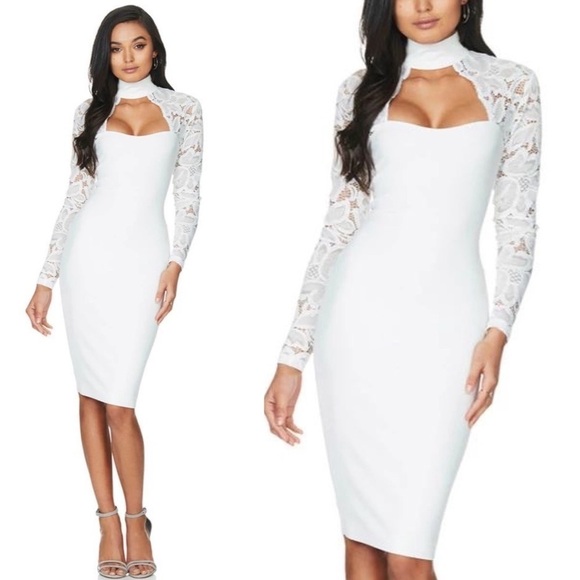Nookie Lady Lace Midi Dress in White Medium - Picture 1 of 14